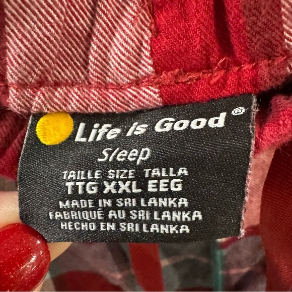 Life Is Good Women’s XXL Plaid Lightweight Flannel Sleep Pants Maroon Teal White - Picture 5 of 5